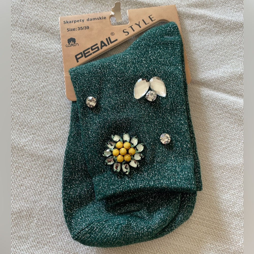 New socks with accessories and glitter